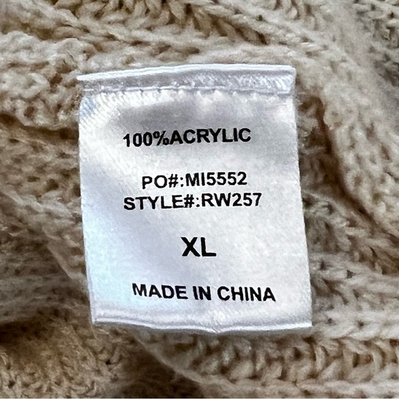 Misa Los Angeles Ruffle Flutter Sleeve Knit Sweater XL beige neutral feminine - Picture 13 of 14